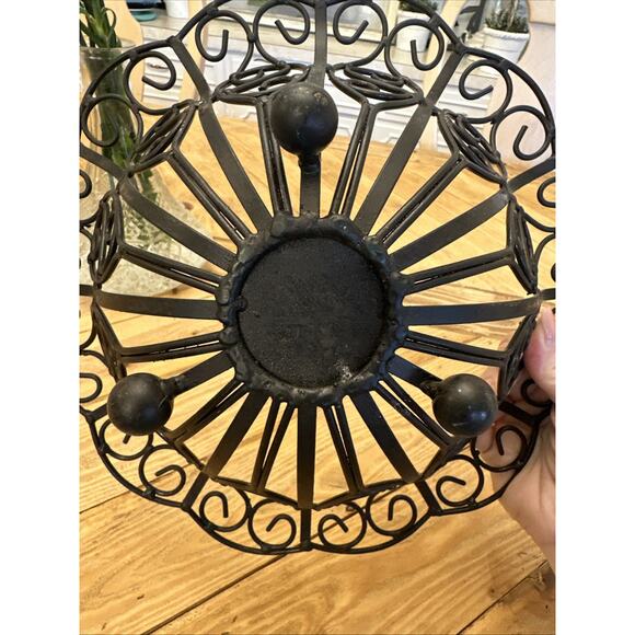 Black Decorative Footed 10 1/2 In Diameter Bowl Fruit/Bread/Rolls Table Basket - Picture 5 of 9